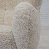 1960s, Danish design, reupholstered highback armchair, genuine sheepskin.