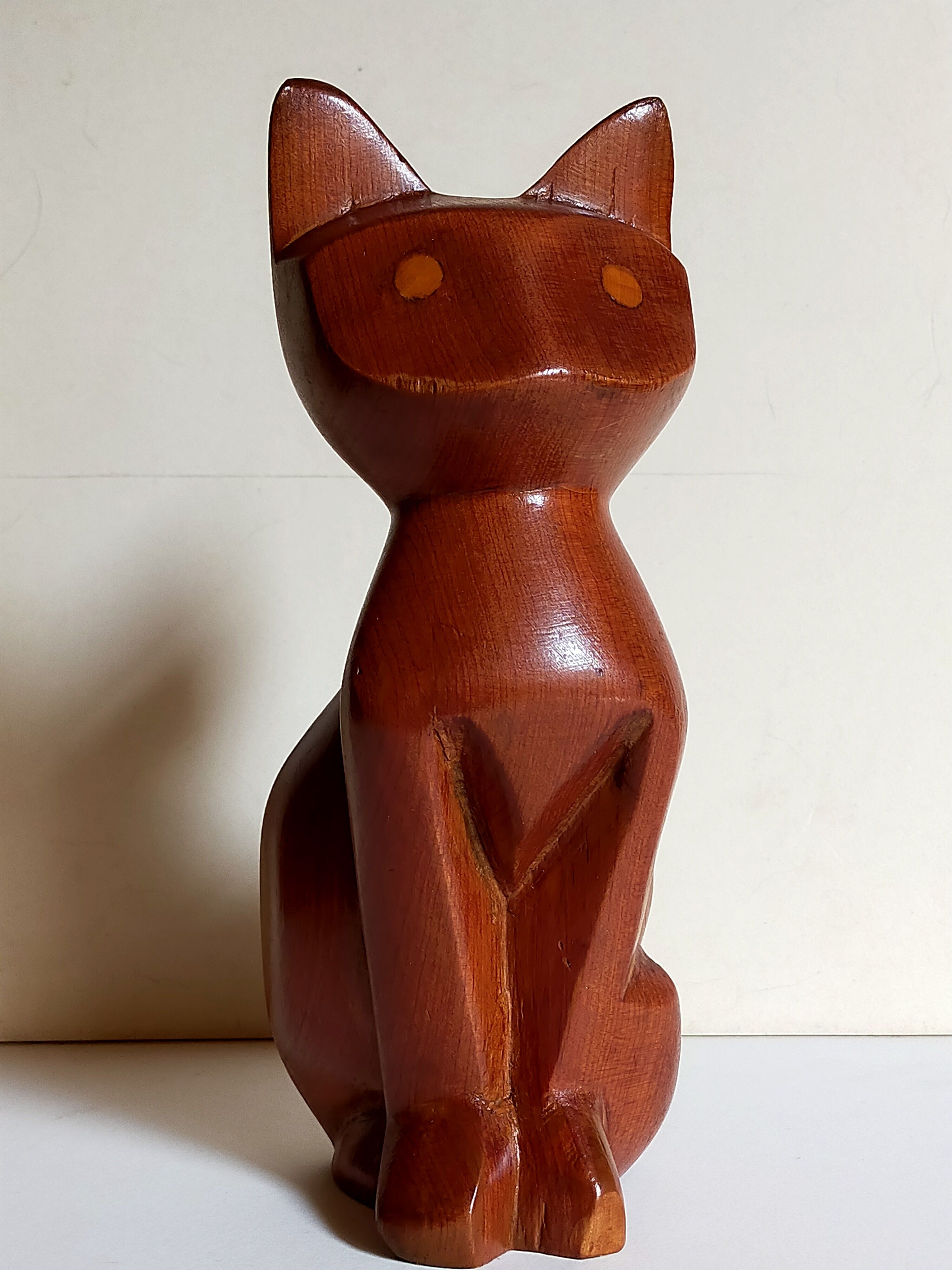 Scandinavian cat in vintage solid wood