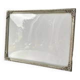 Vintage metal silver colored frame 24.5 cm x 18.5 cm  convex glass