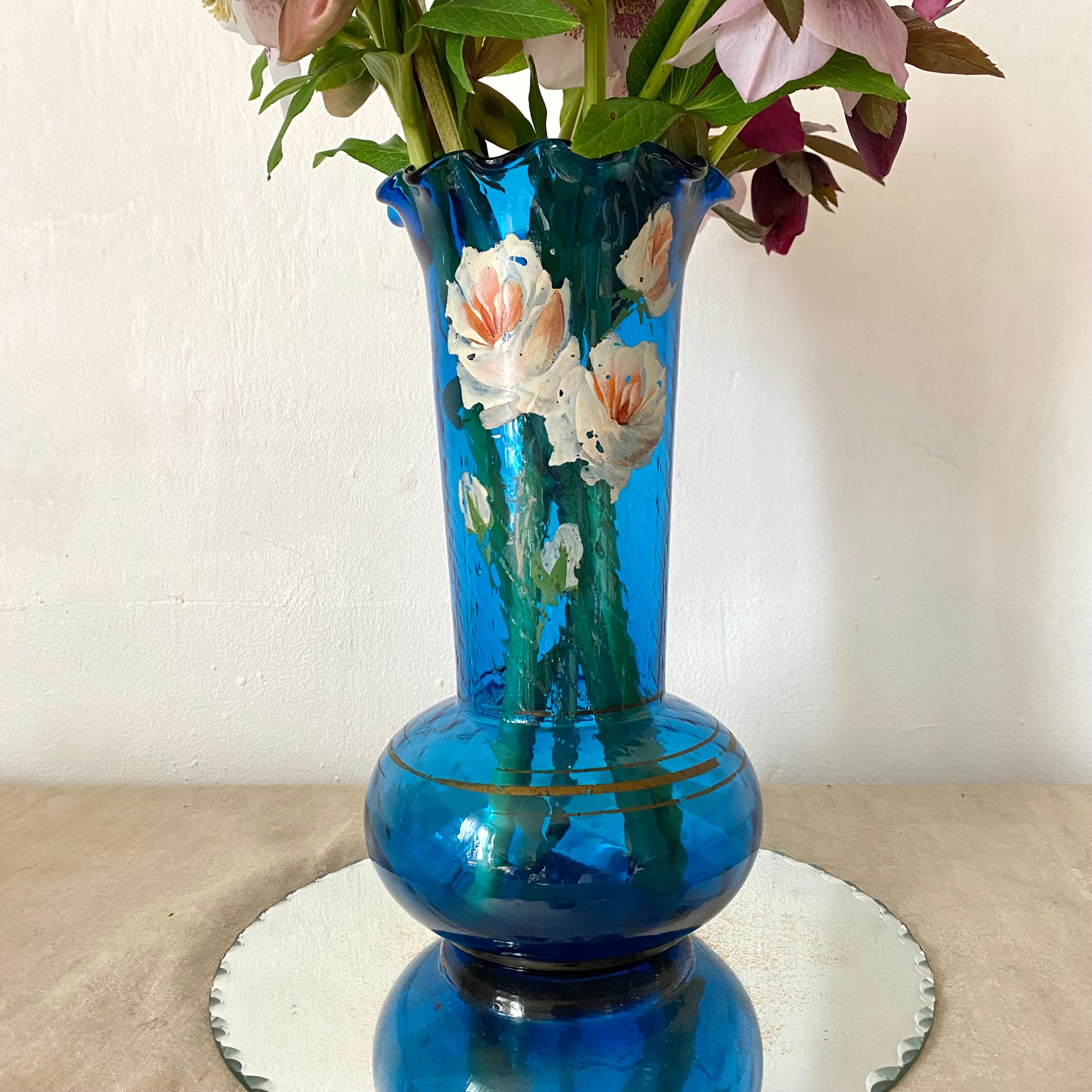 Antique blue glass vase from the 1900s