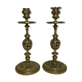 Old pair of bronze torches late nineteenth century