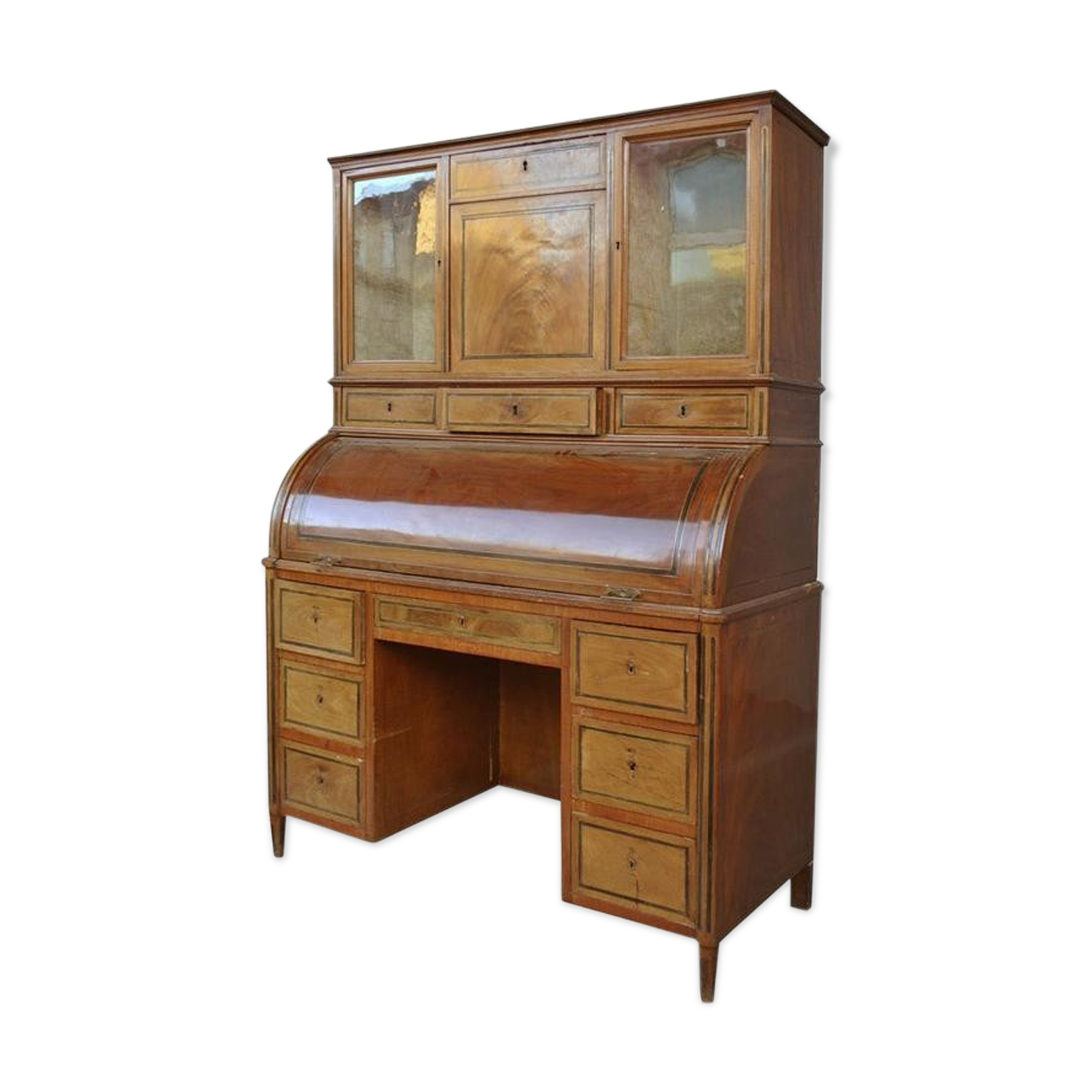 Time's roll-top desk Louis XVI, directoire era end 18th century mahogany