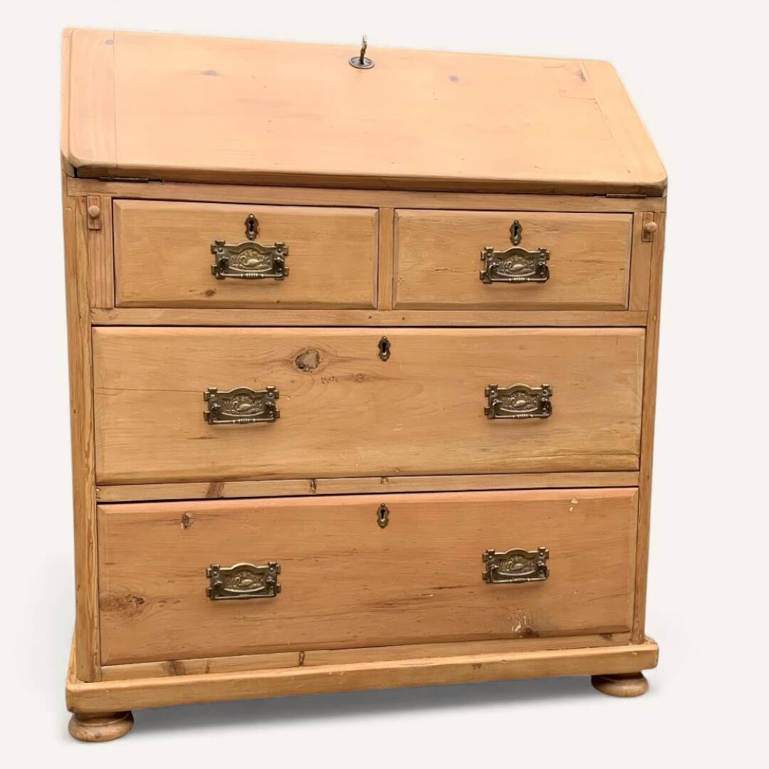 Commode, English slant-front desk, 19th century.