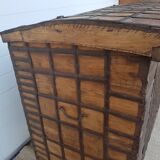 Old Vintage Indian Box on Wooden Wheels Early 20th S