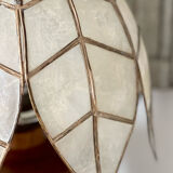 Mother-of-pearl and olive wood lamp