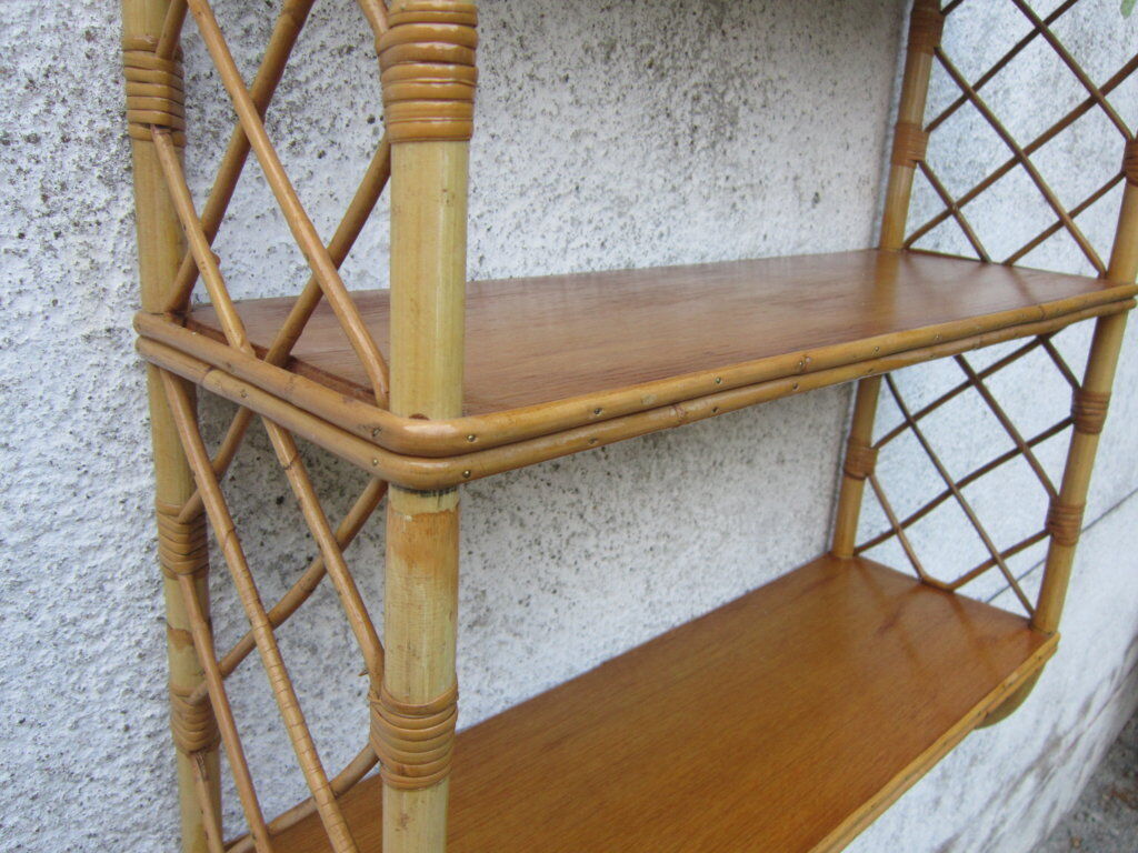 Rattan wall shelf