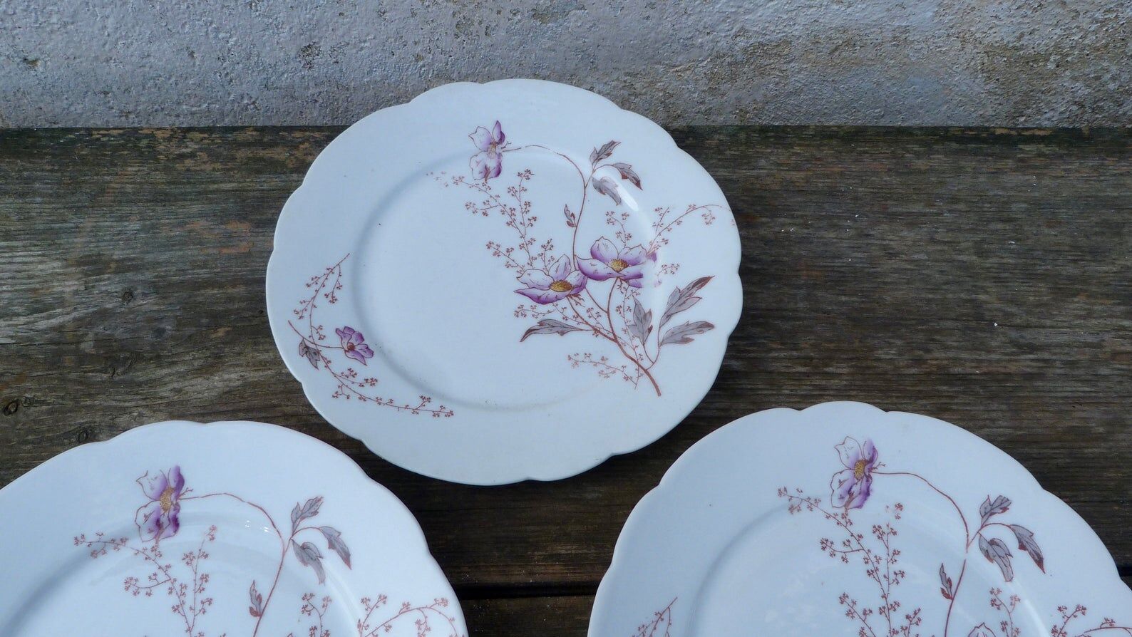 Lot of 5 old dessert plates patterned flowers