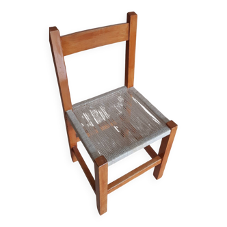 Chaise vintage, bois et cordes