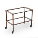 Wooden trolley with glass shelves, 1950s