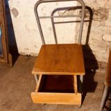 4 "Diana n° 325" designer chairs, 1950s boarding school chairs with drawers