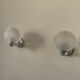 Pair of vintage wall lights in chrome metal and pressed moulded glass, France, 70s.