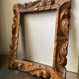Cadre ancien sculpté à la main en bois massif 33,5 x 29 cm dimensions ouverture 23,5 cm x 19 cm bois de cèdre