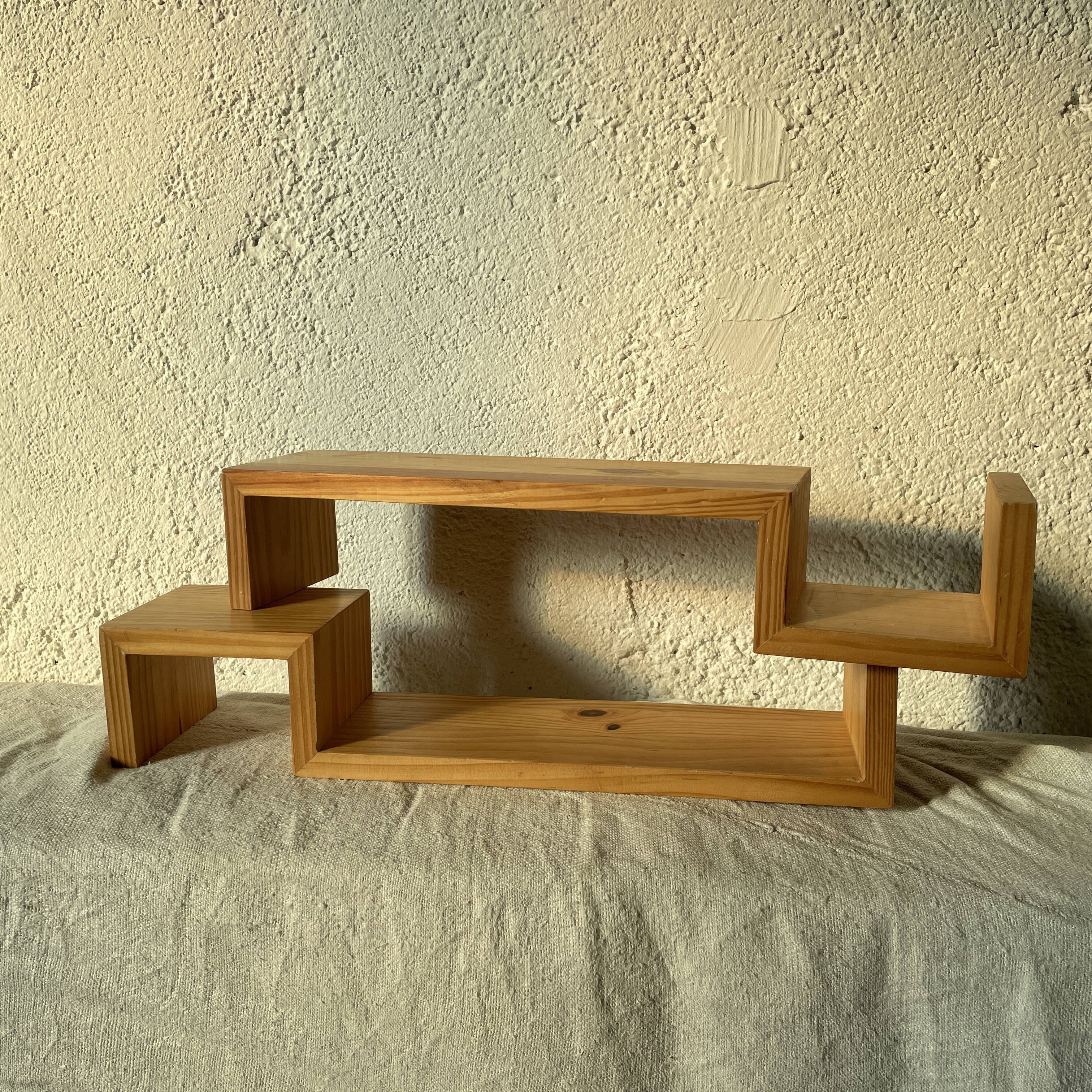 Pair wooden wall shelves 1970