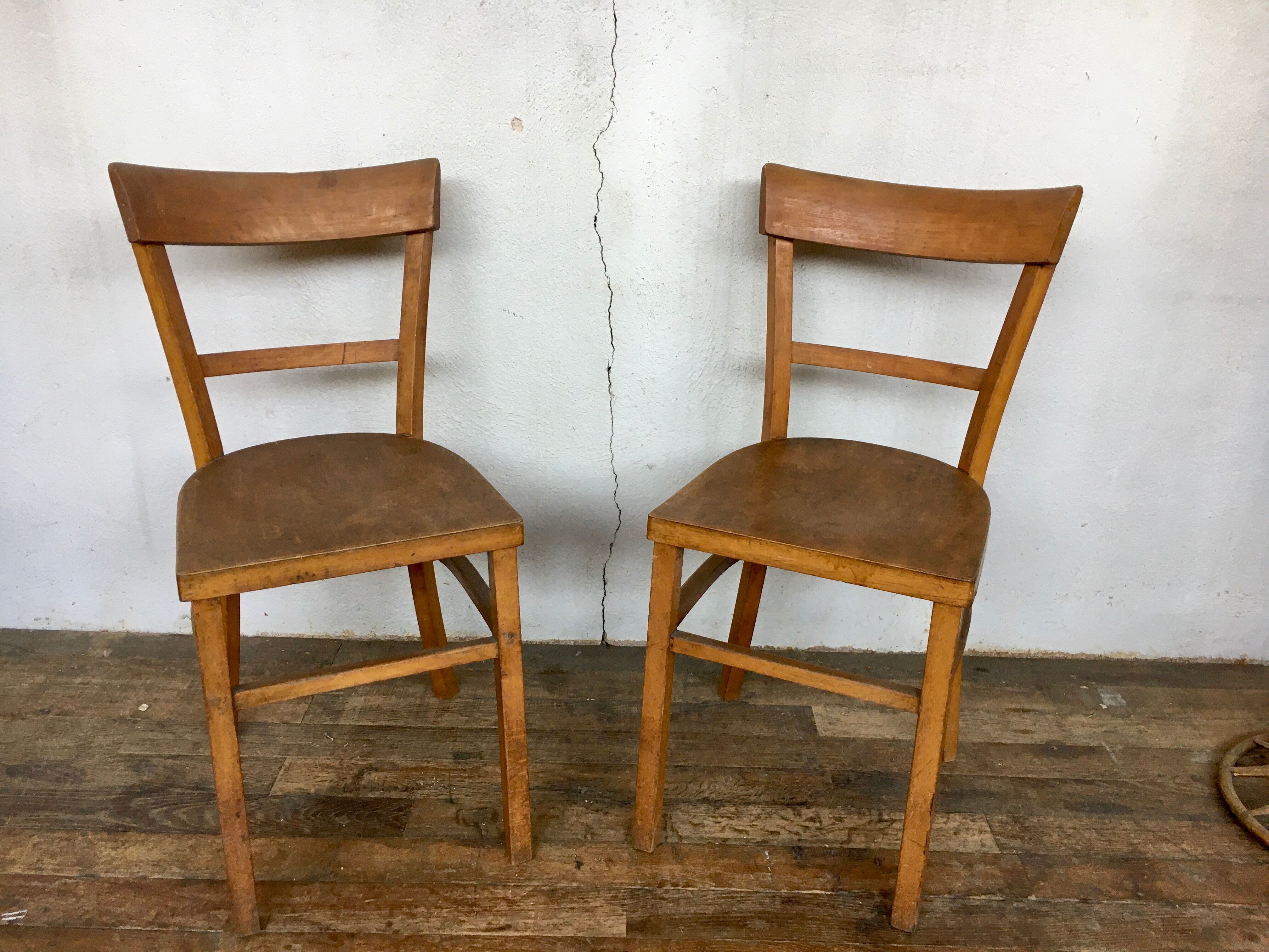 Paire de chaises bistrot troquet Fischel 1950