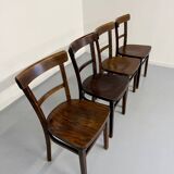 Lot de 4 chaises de bistrot thonet années 50 vintage bois