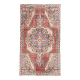 4x7 Shades Of Red Beige Oriental Vintage Rug, 126x220Cm SK 2638
