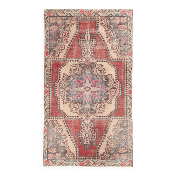 4x7 Shades Of Red Beige Oriental Vintage Rug, 126x220Cm SK 2638