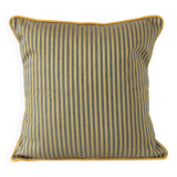 Yellow and gray striped square cushion