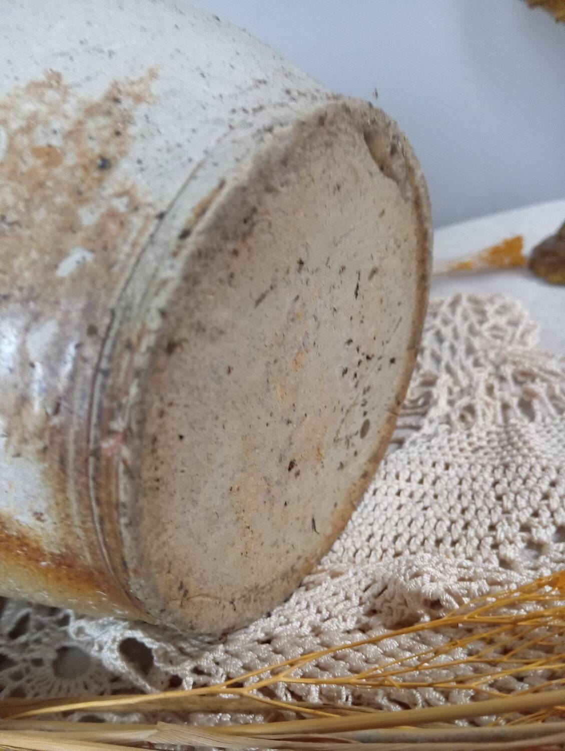 Cruche poterie antique grès brut imparfait, 18/19eme