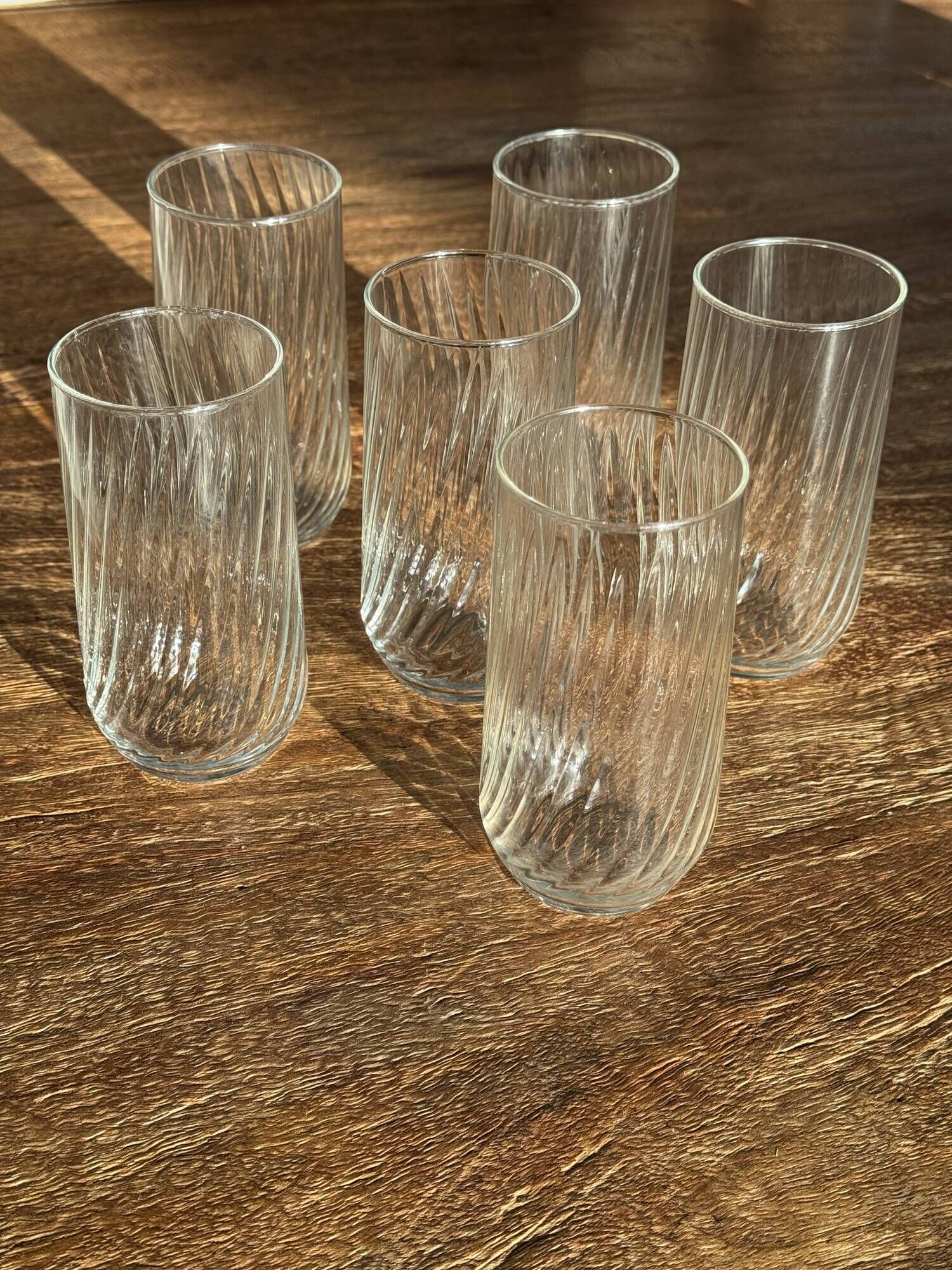 Set of 6 orangeade glasses in ribbed glass