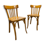 Pair of chairs bistro Baumann 1970s honey color