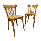 Pair of chairs bistro Baumann 1970s honey color
