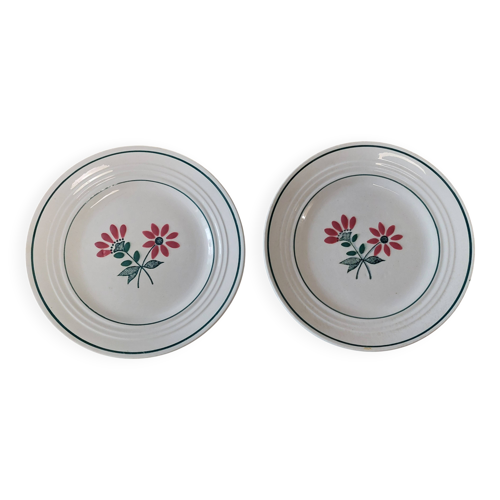 Pair of Ceranord earthenware dessert plates, Gigi model