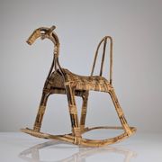 Children's rocking horse made of bamboo and rattan 1960s