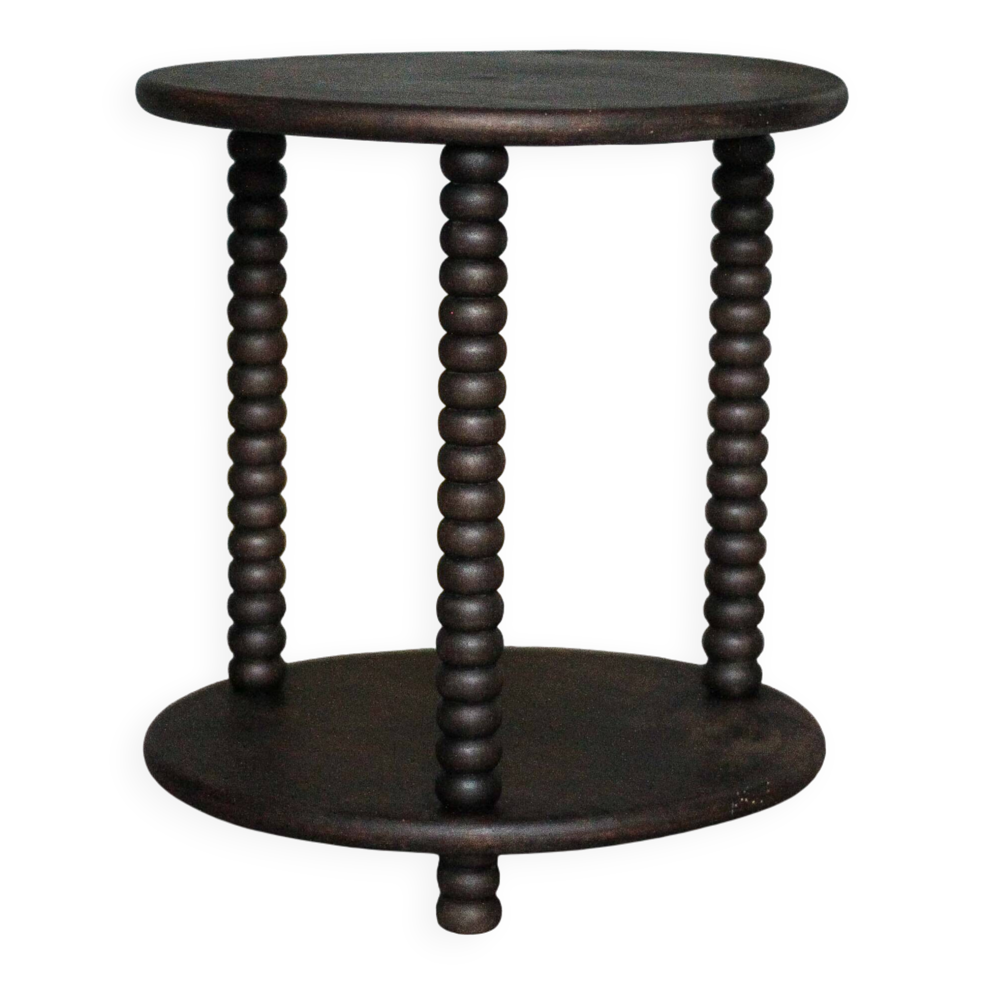 Turned wood coffee table, wooden side table, bedside table.