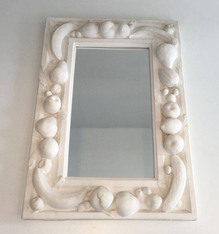 Unique decorative plaster mirror with fruit decorations