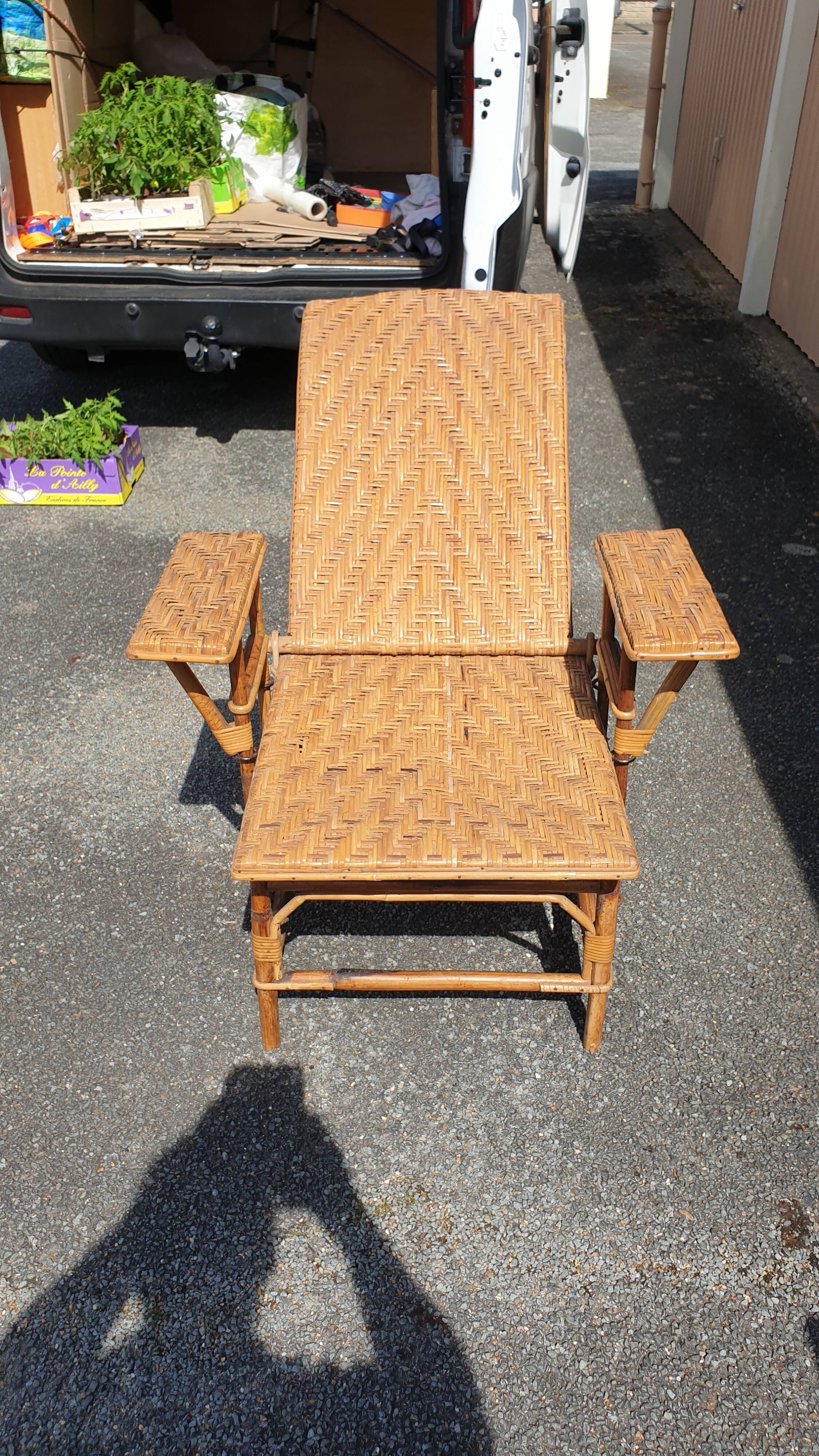 Rattan garden deckchair half XXth
