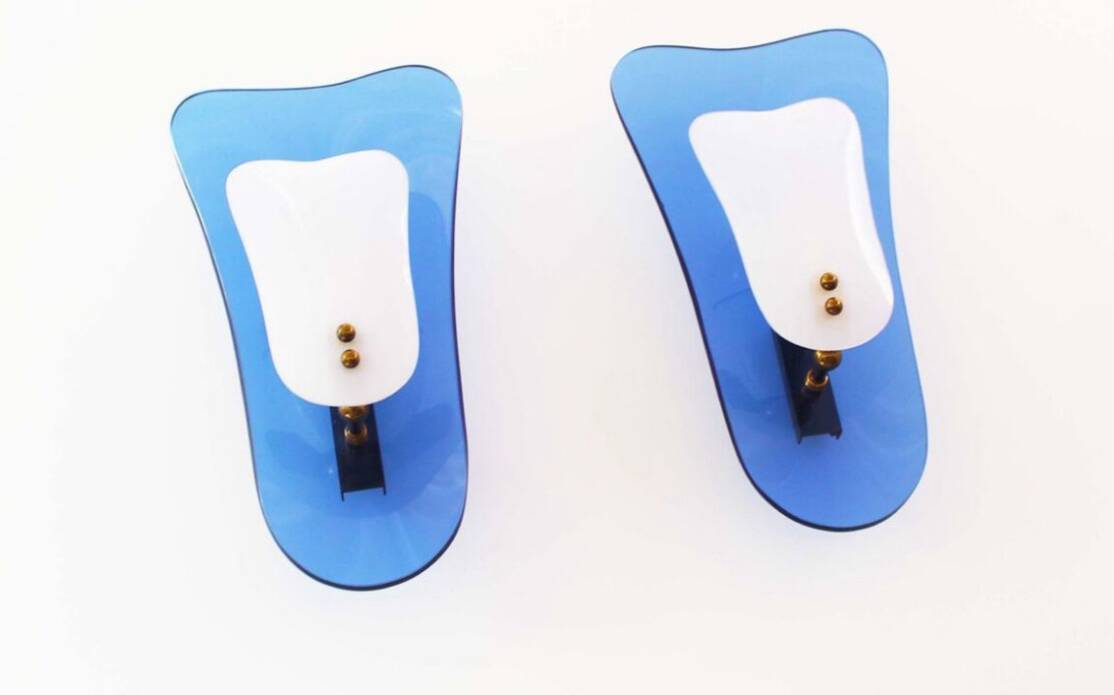 Pair of Italian glass wall lights 1950 by Cristal Arte