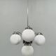 Czech Art Deco Chandelier from the 1930s with Four Opaline Glass Shades