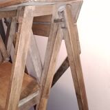 Old wooden stepladder six steps