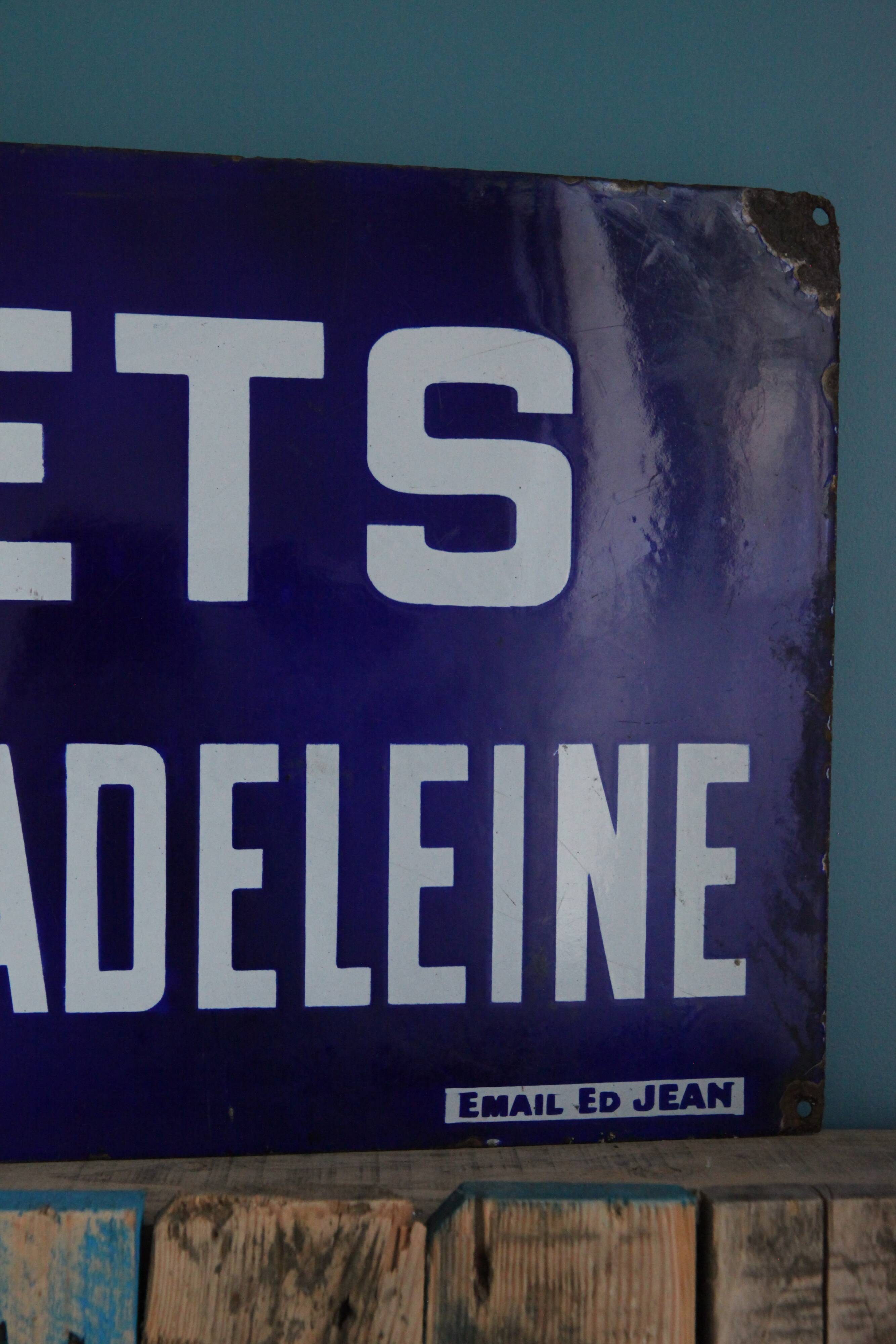 Paris metro enamel plate Boulevard de la Madeleine