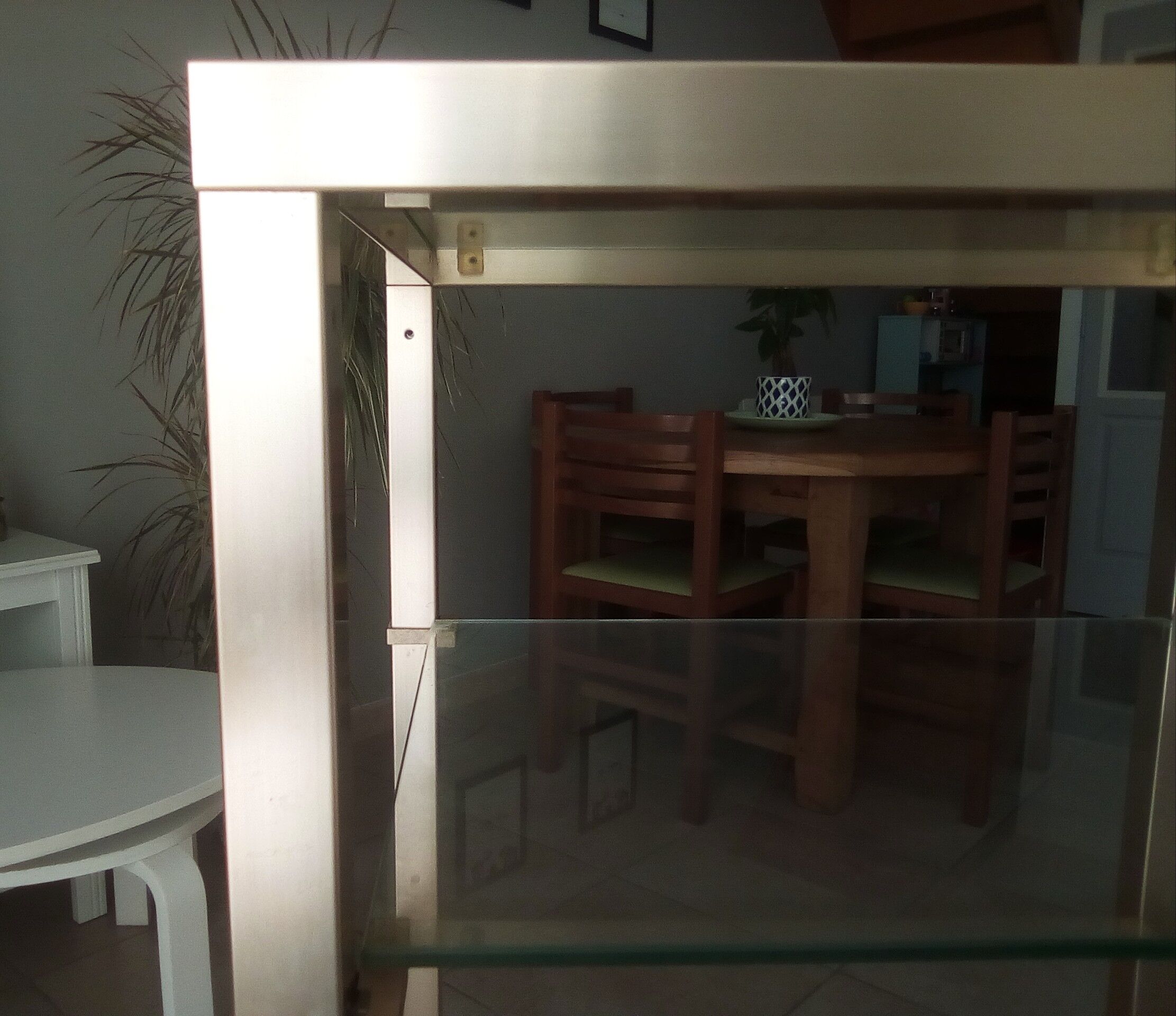Brass shelf and glass on wheels Pierre Vandel