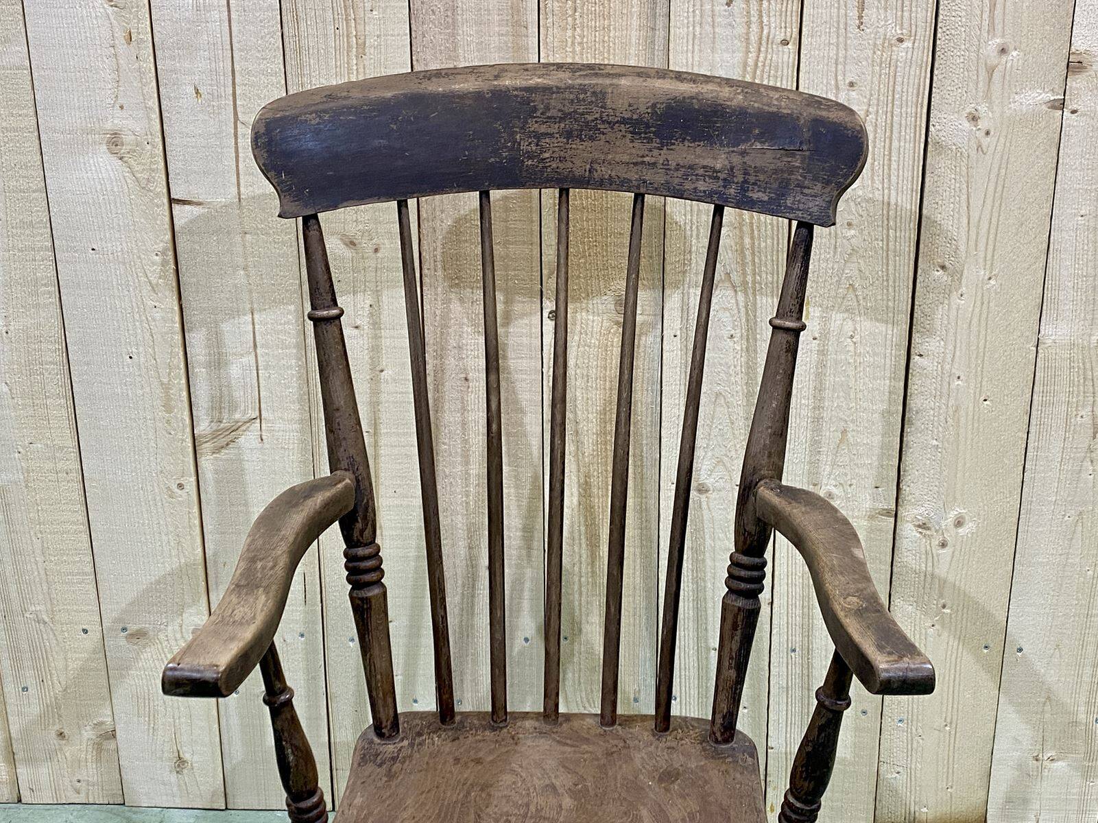 Fauteuil anglais en orme de la fin du XIXème