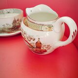 4 Badonviller tea cups with saucers, Tokio model + milk jug.