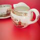 4 Badonviller tea cups with saucers, Tokio model + milk jug.