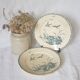 3 flat plates made of Badonviller earthenware model Nenuphar, iron earth