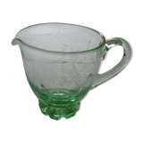 Pitcher jug vintage green color molded glass of water