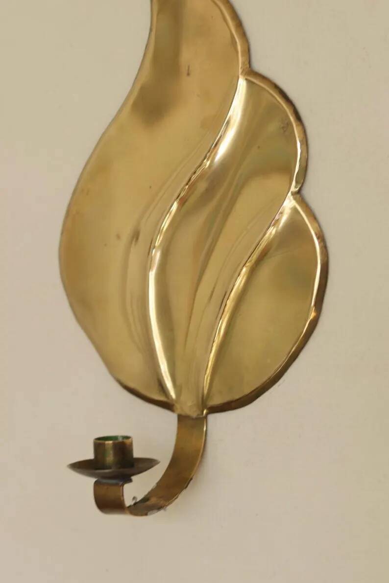 Pair of Swedish Mid-Century Brass Wall Sconces