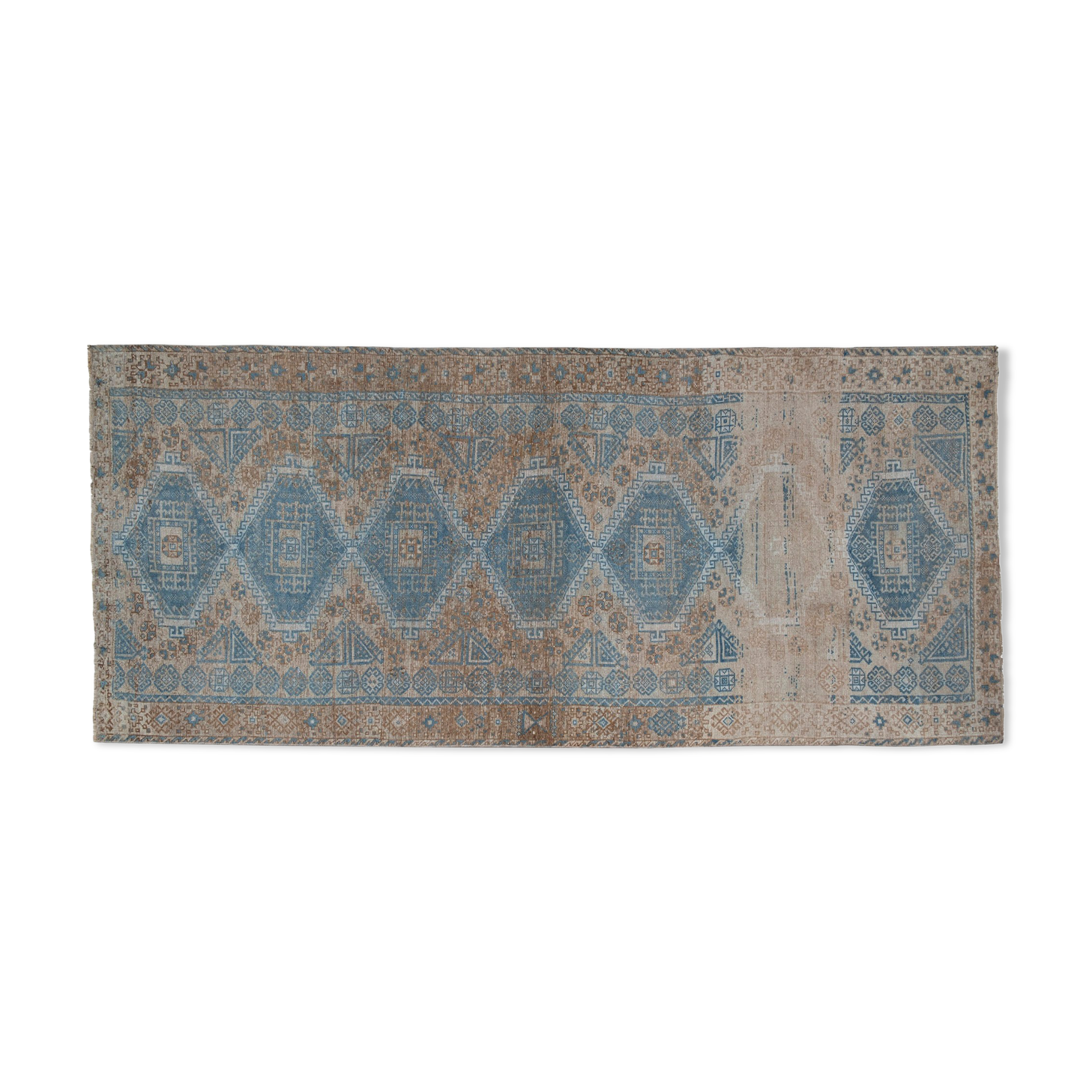 Distressed Turkish Oushak Rug Runner 142 x 324 cm