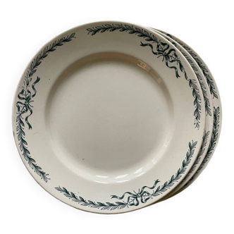 6 assiettes plates Belleville Longchamp terre de fer ancienne