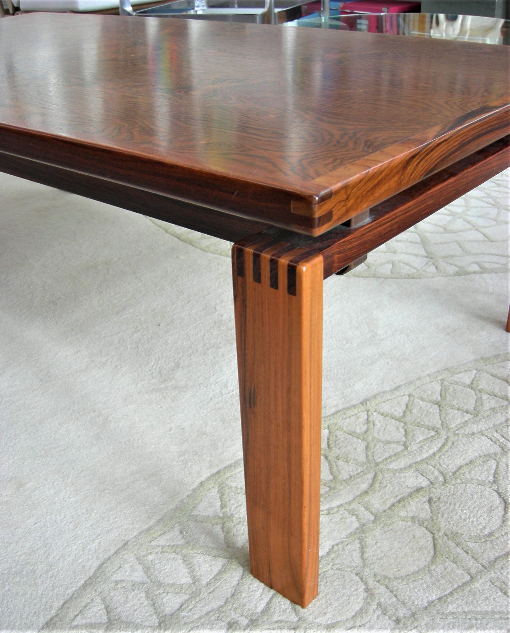 Scandinavian coffee table in Rio rosewood stamped Trioh
