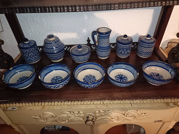 Lot 11 poteries marocaine pot à beurre époque 1940 signé serghini.