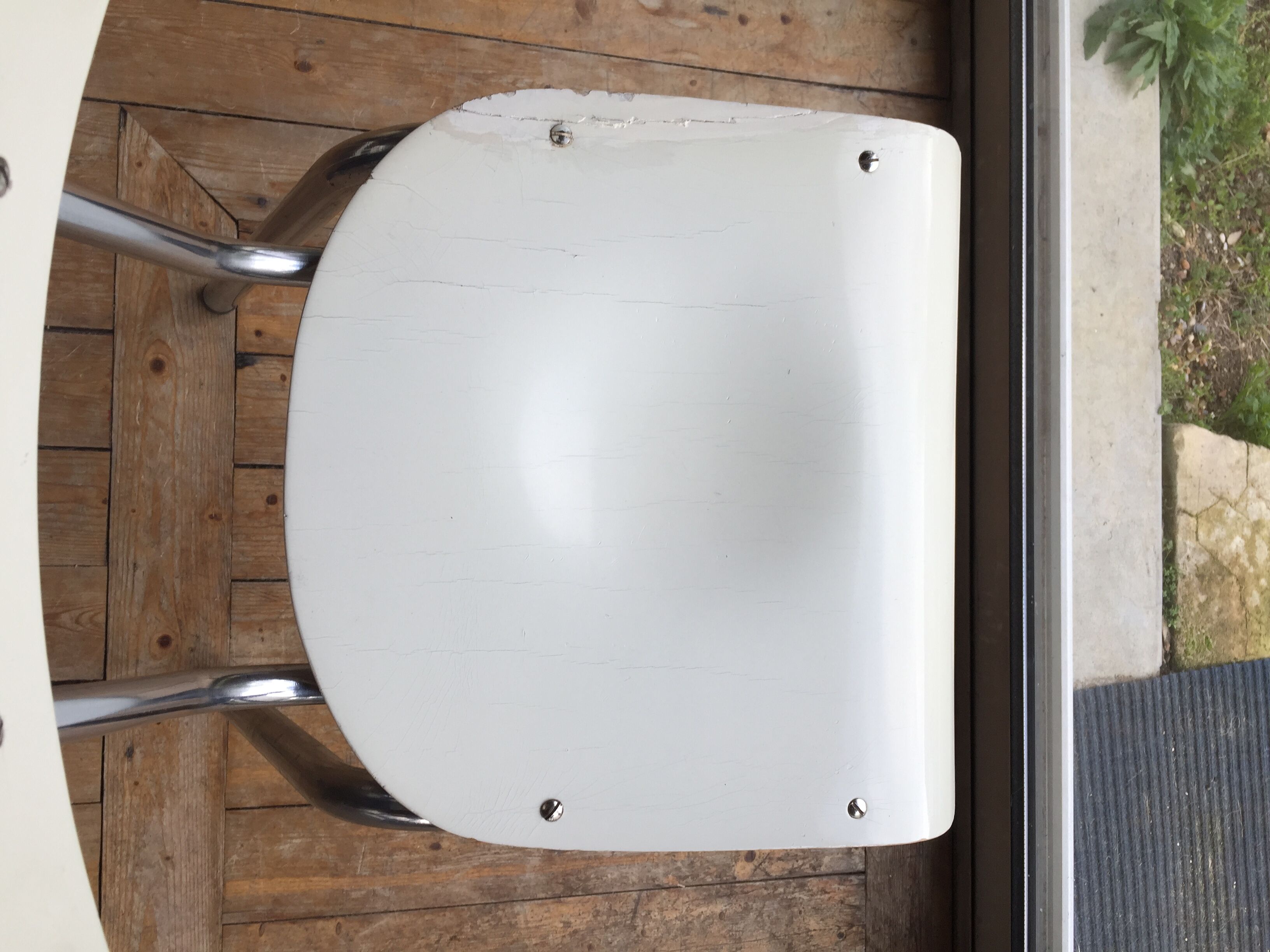 3 chrome wooden chairs