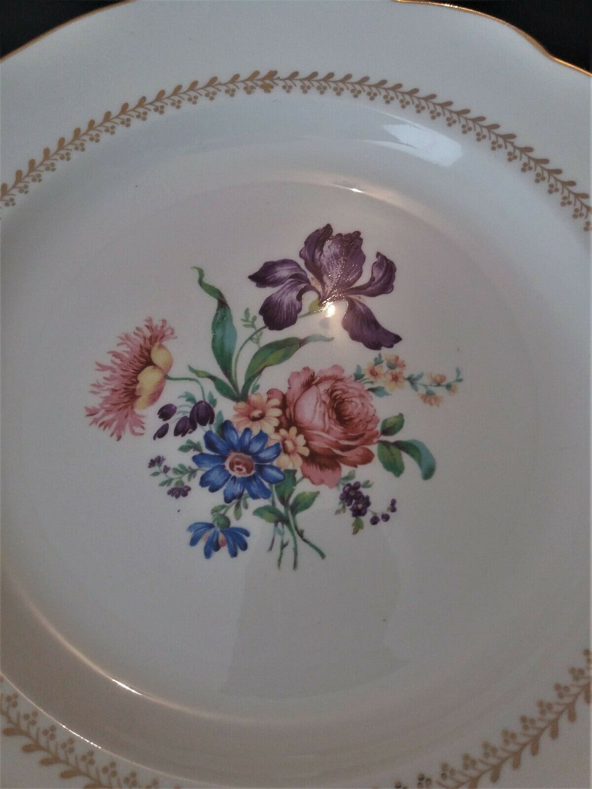 Series of eight flat plates Gien model Florence