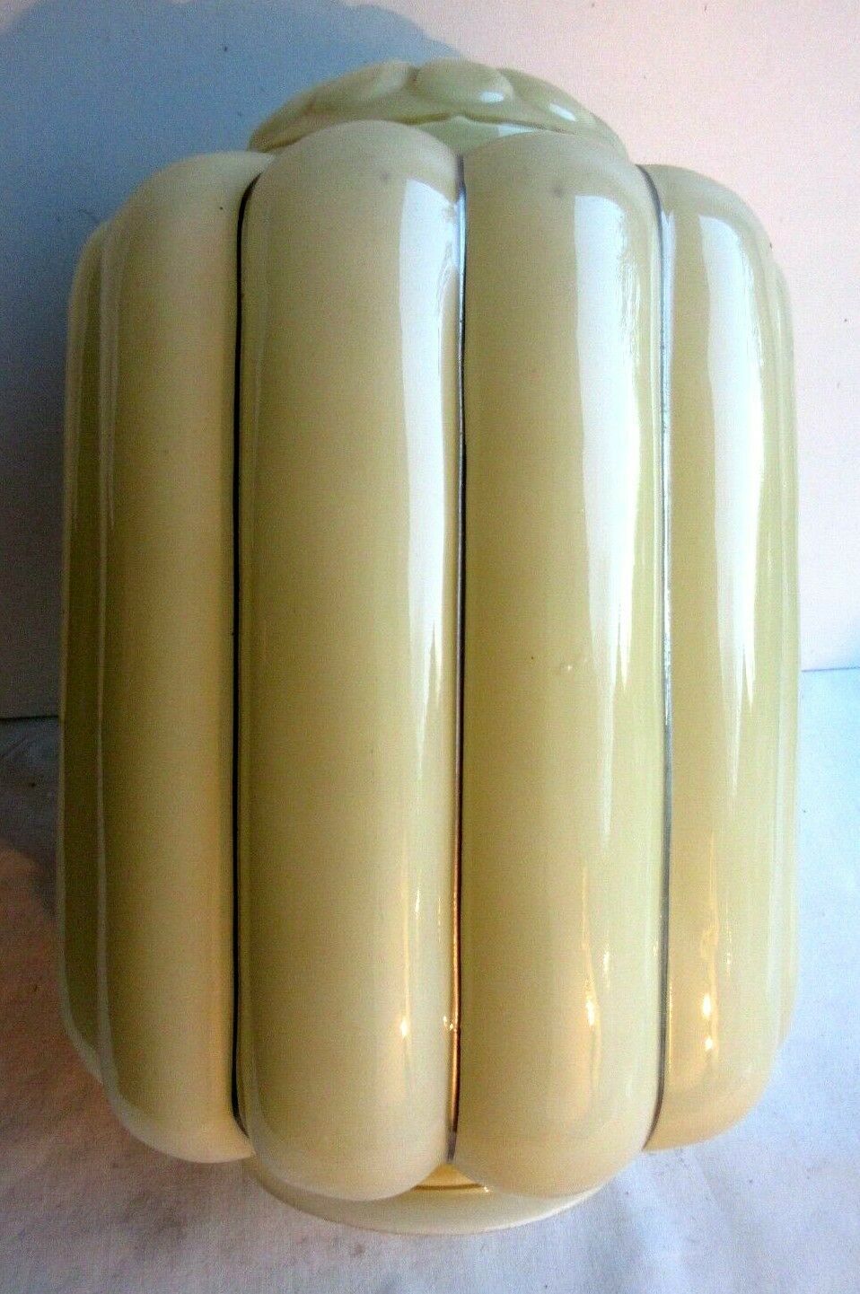 Large Art Deco Skyscraper lamp glass, 12 wide wide opalin glass