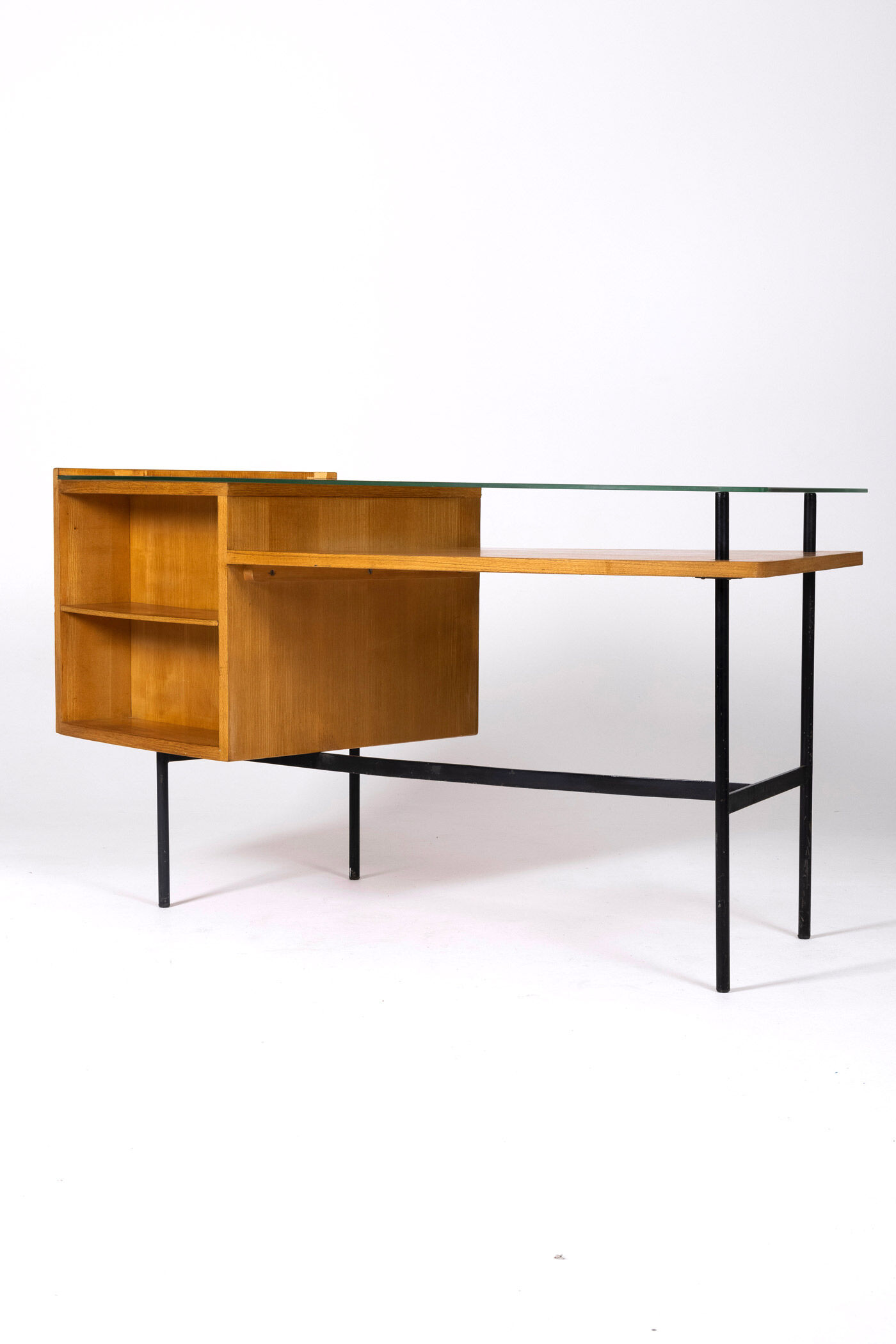 Bureau en bois et verre par Jean René Picard, 1960s
